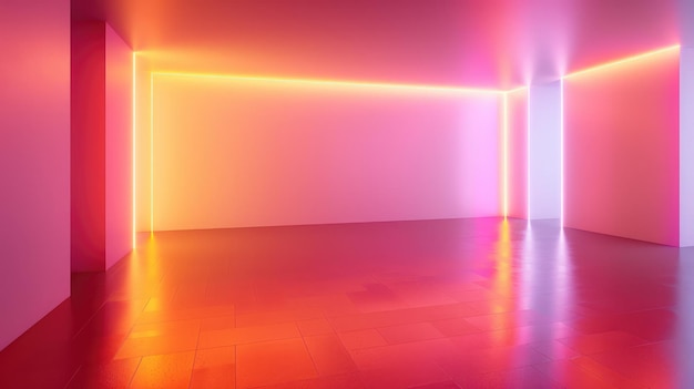 Sala vazia com iluminação de néon abstrata