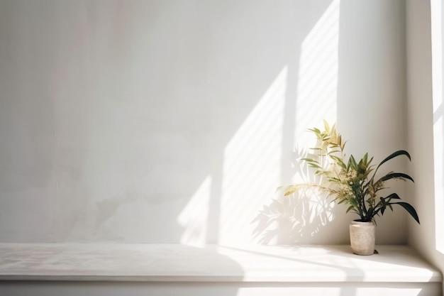 Sala vazia da parede de concreto da foto com plantas em um assoalho Conceito exótico mínimo do verão com espaço da cópia IA generativa