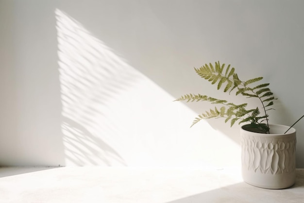 Sala vazia da parede de concreto da foto com plantas em um assoalho Conceito exótico mínimo do verão com espaço da cópia IA generativa