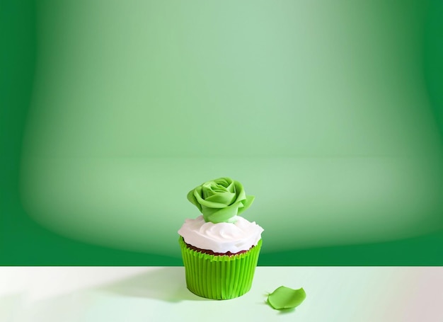 Foto sala vazia de fundo abstrato gradiente verde e branco com espaço e rosa branca e verde