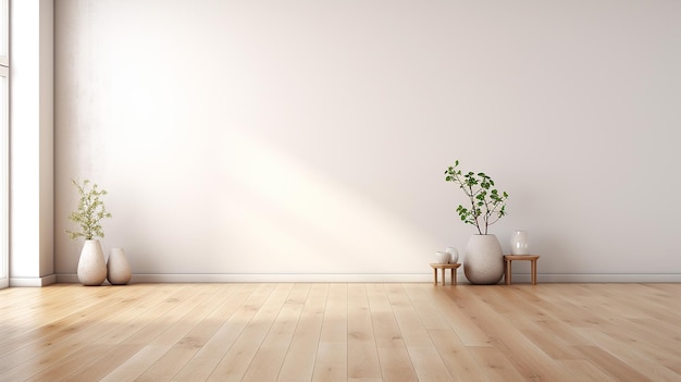 Sala vazia design de interiores escandinavo moderno decoração de parede branca com claraboia IA gerativa