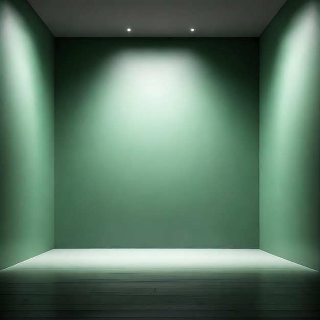 Sala vazia e fundo de parede verde AI