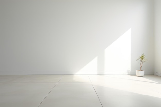 Sala vazia e parede e chão com interessante com brilho da janela fundo interior IA geradora