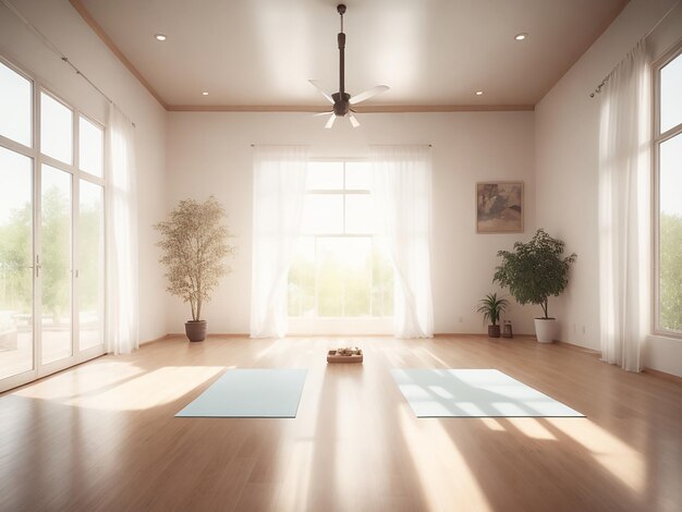 Sala de yoga minimalismo blanco sapace y limpio