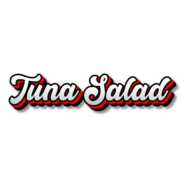 Salada de atún texto 3D plata rojo negro blanco fondo foto JPG