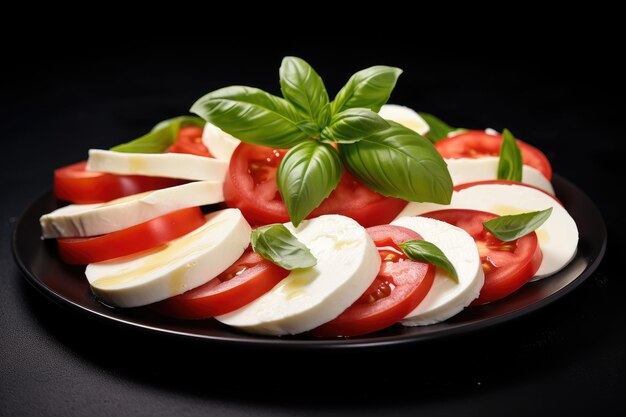 Salada Caprese com tomate maduro e queijo mussarela