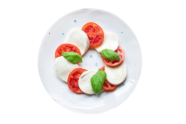 Salada Caprese queijo mussarela tomate manjericão folha italiano lanche cópia espaço comida fundo rústico