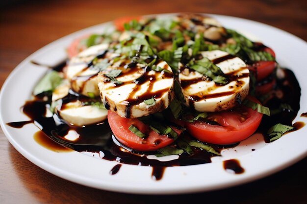 Salada Caprese saborosa com Reducti Balsamico de Framboesa