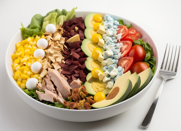 Salada Cobb no fundo branco