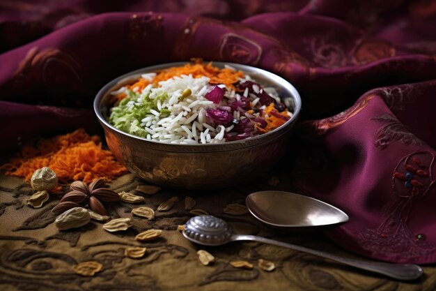 Foto salada colorida de comida saudável em uma tigela de prata