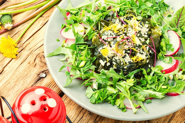 Foto salada com algas e ervas marinhas