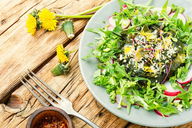 Salada com algas e ervas marinhas