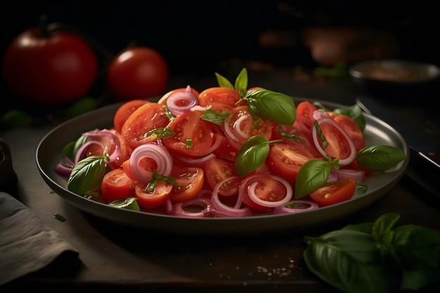 Salada com cebola e tomate Rede neural gerada por IA