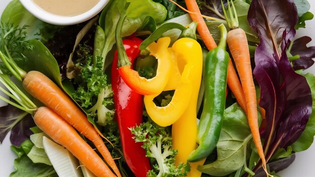 Foto salada com cenouras e pimentas