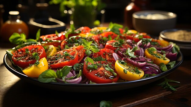 Salada com legumes e queijo