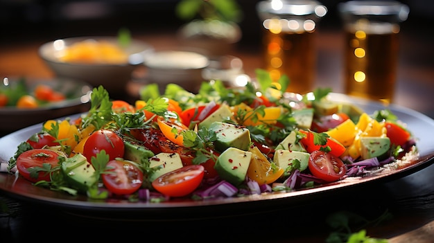 Salada com legumes e queijo