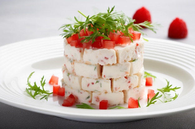 Salada com pauzinhos de caranguejo