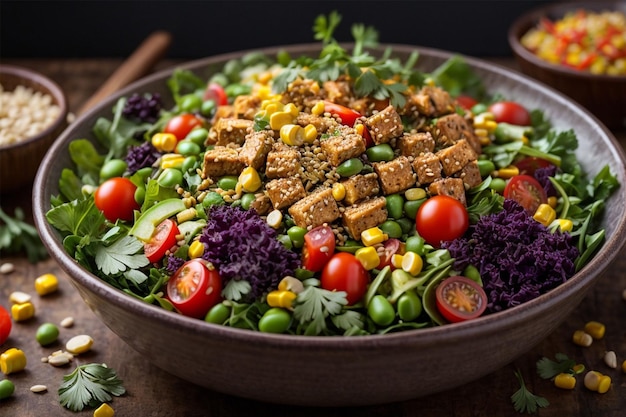 Salada de atum com legumes frescos e sementes de gergelim, alimentos saudáveis