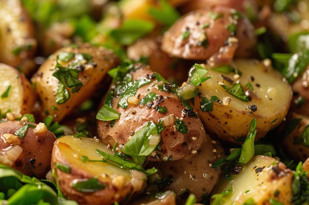 Salada de batata fresca com cebola verde e ervas