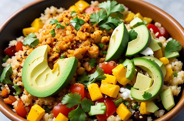 Salada de brócolis, pesto e quinoa