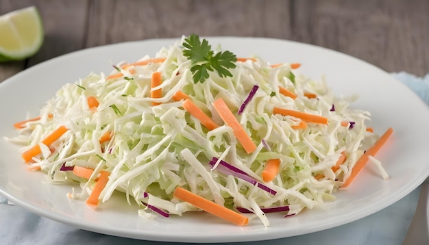 Salada de col fresca em prato branco