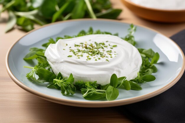 Salada de ervas com creme azedo...