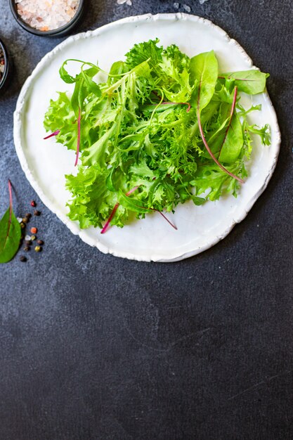 Salada de folhas saudáveis mistura micro-verduras com produto natural