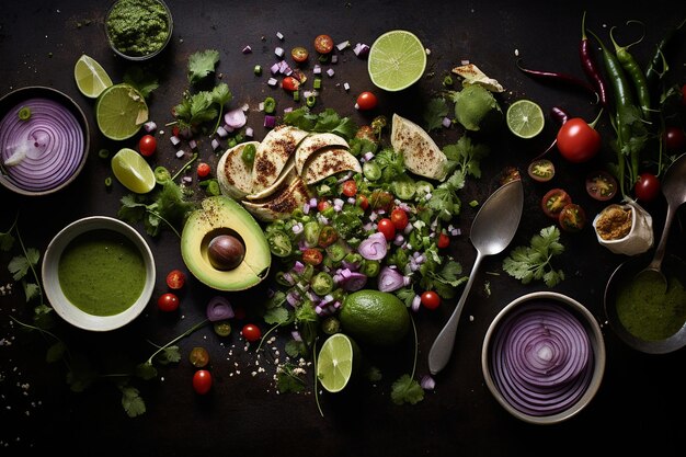 Salada de frango com molho de cilantro e limão