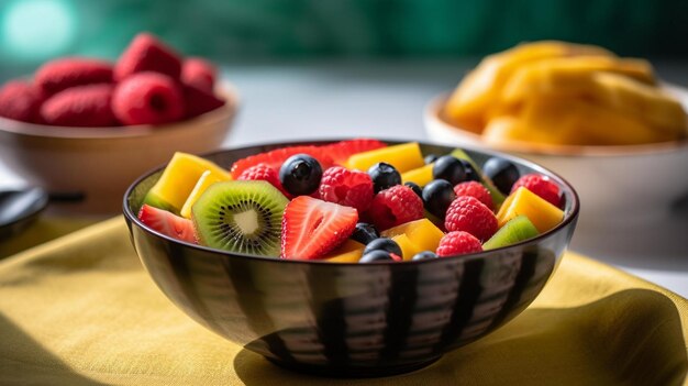 Salada de frutas frescas e coloridas para um impulso matinal saudável