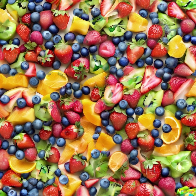 Salada de frutas Fundo de frutas Frutas naturais Alimentos saudáveis Fundo de morango