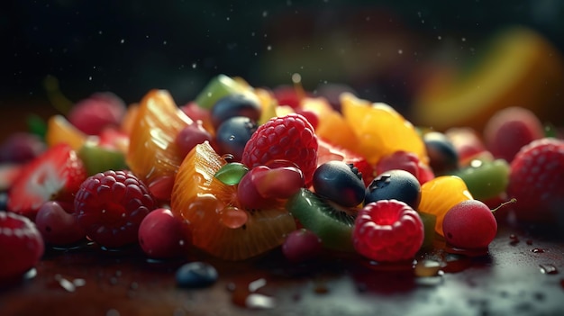 Salada de frutas suculenta gerada imagem ai