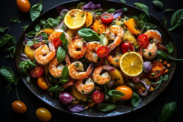 Salada de frutos do mar com vinagre de limão