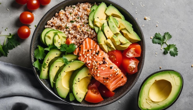 Salada de frutos do mar fresca e vibrante pronta para ser saboreada