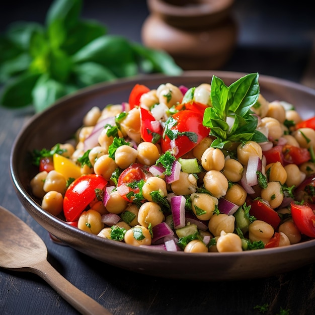 Salada de Grão de Bico com Legumes e Ervas