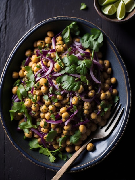 Salada de grão-de-bico saudável