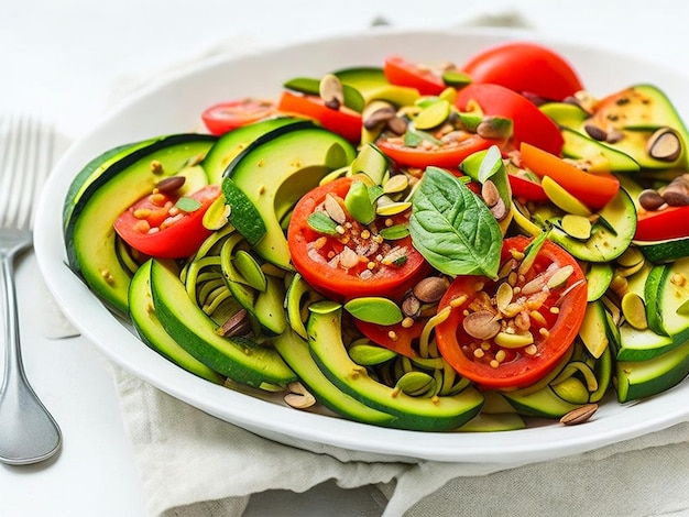 Salada de legumes frescos no prato