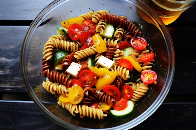 Salada de macarrão com vinagre balsâmico