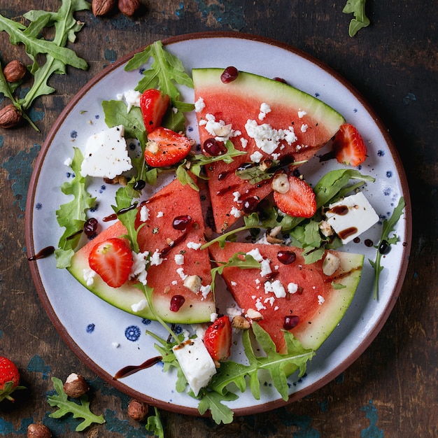 Salada de melancia e morango