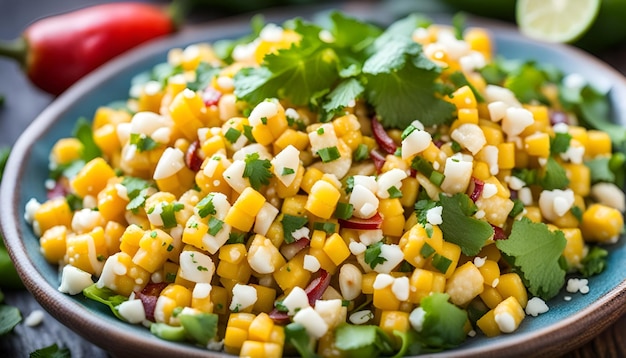 Foto salada de milho de rua mexicana