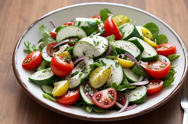 Salada de pepino e tomate mediterrânea