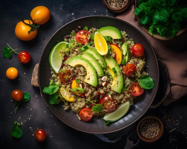 Salada de quinoa com abacate e tomate cereja, leve e nutritiva Generative AI