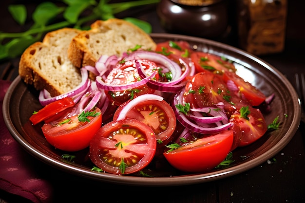 Salada de Tomate com Cebola Vermelha e Molho Picante