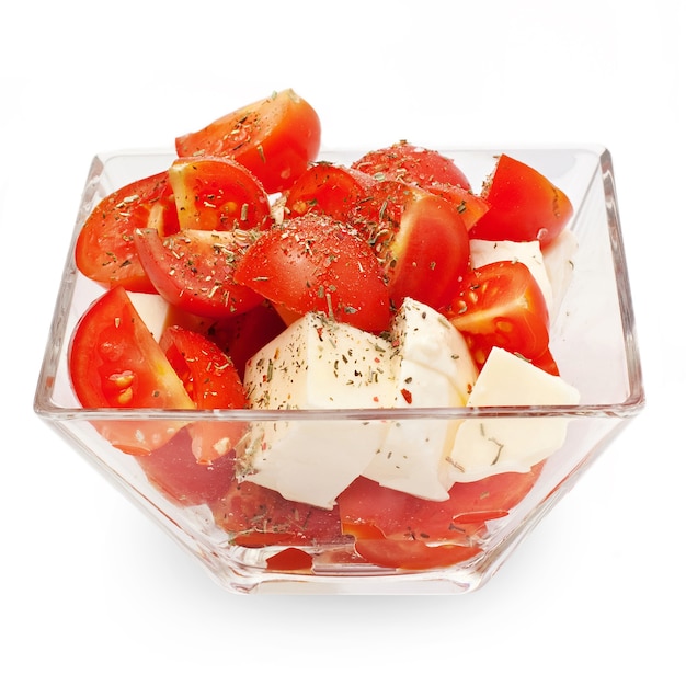 Salada de tomate Roma com queijo feta e alho