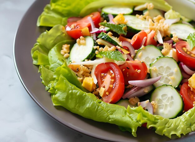 Salada de vegetais Café da manhã saudável Nutrição adequada Alimentação saudável