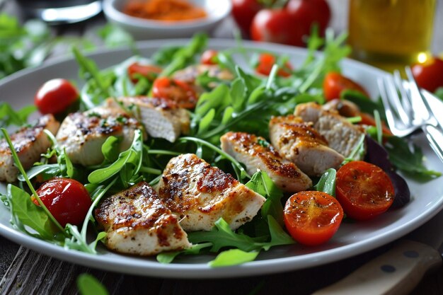 Salada de vegetais com peru assado