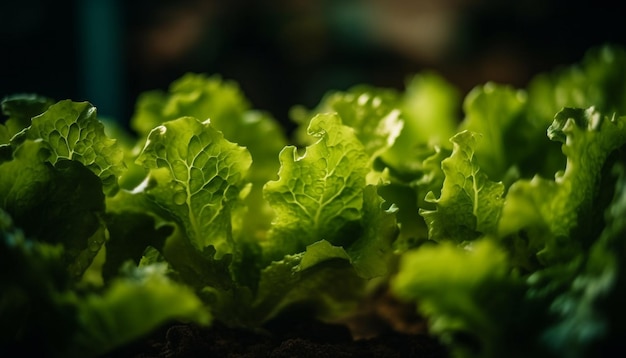 Salada de vegetais de folhas verdes frescas para uma alimentação saudável gerada por IA