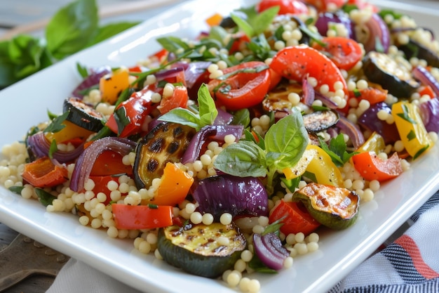 Foto salada de vegetais frescos em prato branco