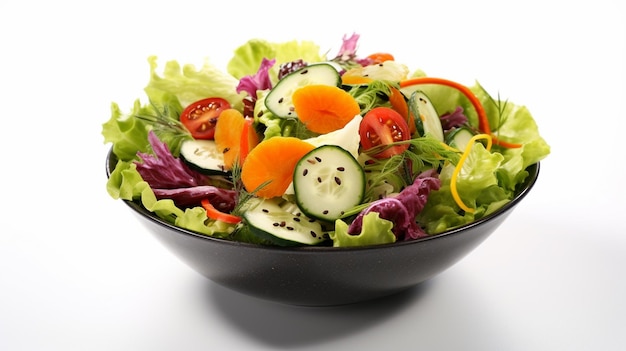 salada de vegetais frescos isolada em fundo branco