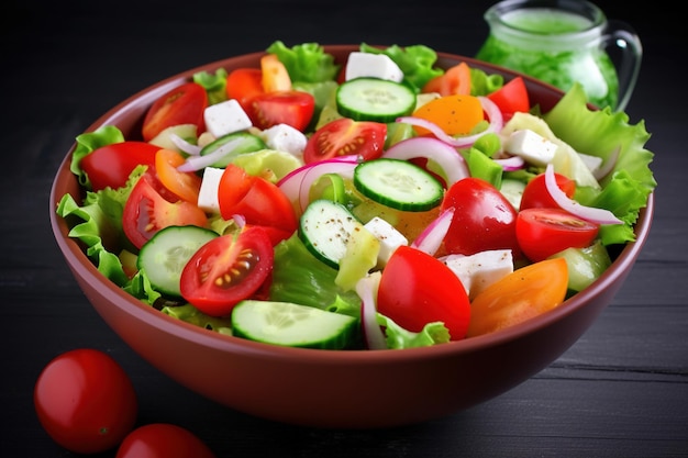 Foto salada de vegetais frescos numa tigela