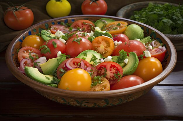 Salada fresca e colorida Mistura de sabores generative IA